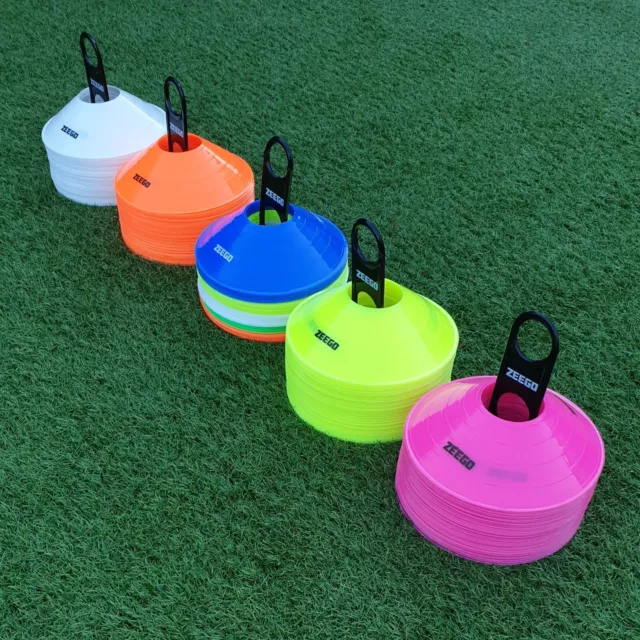 ZEEGO Football Training Cones Space Markers x50 Sports Rugby Hockey Cricket Cone