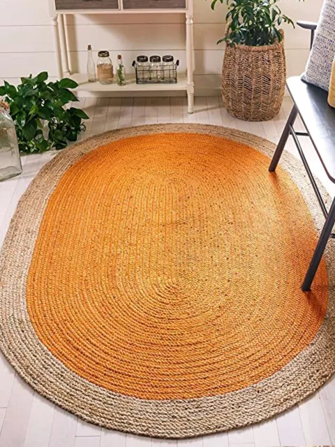 Tapis ovale en jute fait à la main tapis de sol moderne tapis de salon...