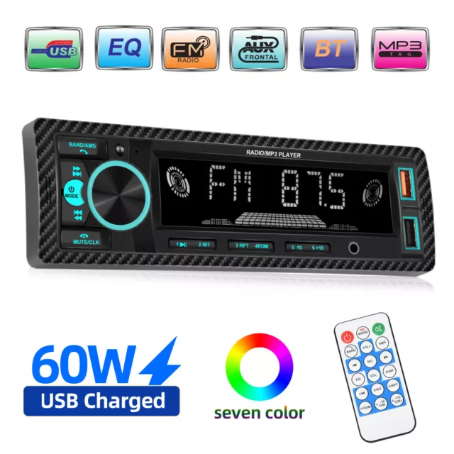 Single 1 Din Car Stereo Radio Bluetooth MP3 Player In-dash Head Unit FM/USB/AUX