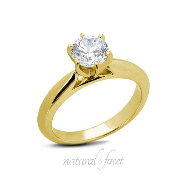 1.04ct H SI2 Round Natural Diamond Yellow Gold Solitaire Engagement Ring