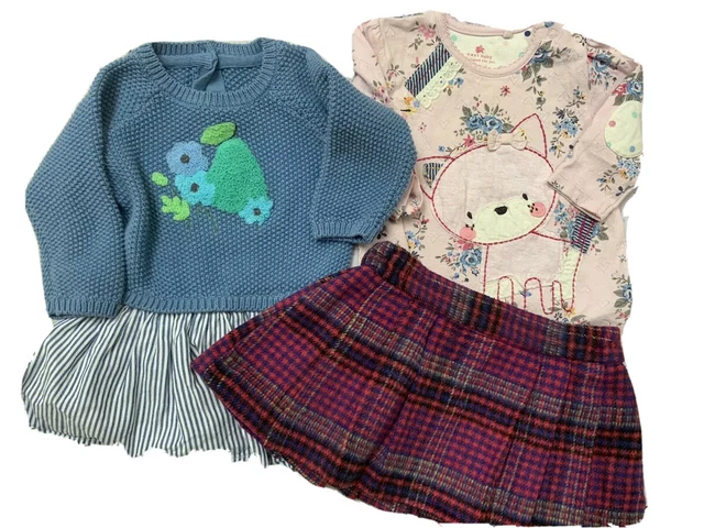 PACCHETTO ABBIGLIAMENTO BAMBINA NEXT inverno da 3 a 6 mesi gonna set top