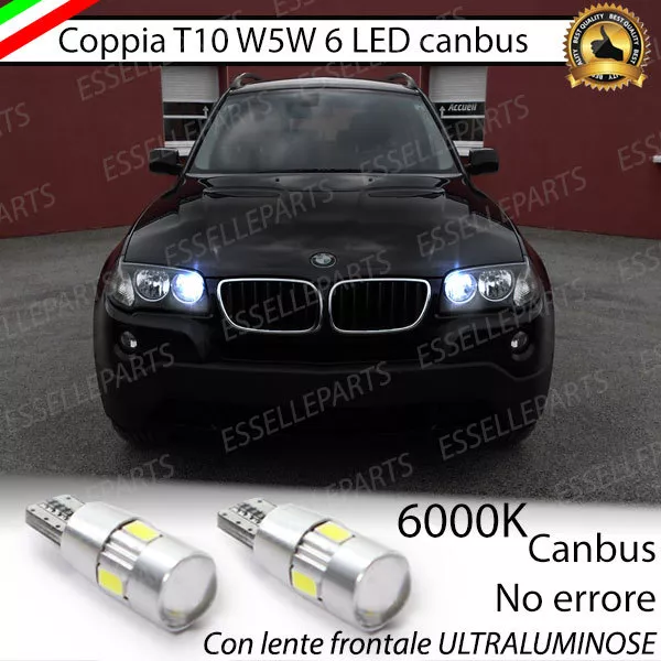 Coppia Luci Di Posizione 6 Led T10 Canbus 6000K Bmw X3 E83 Bianco Ghiaccio