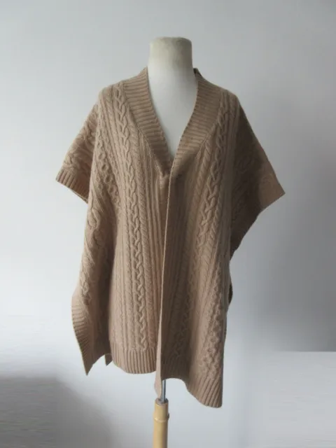 NWT SOFIA CASHMERE wool cashmere cable knit oversized cape OS