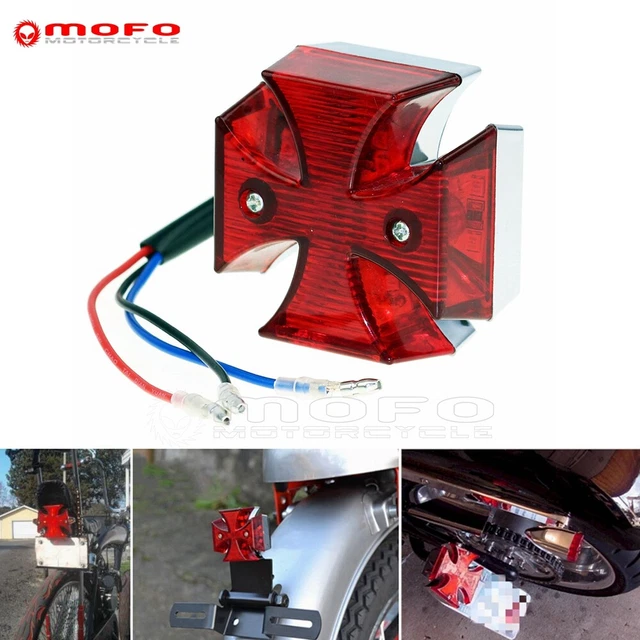 MALTESE CROSS LED Rear Brake Tail Light For Harley Chopper Red Light