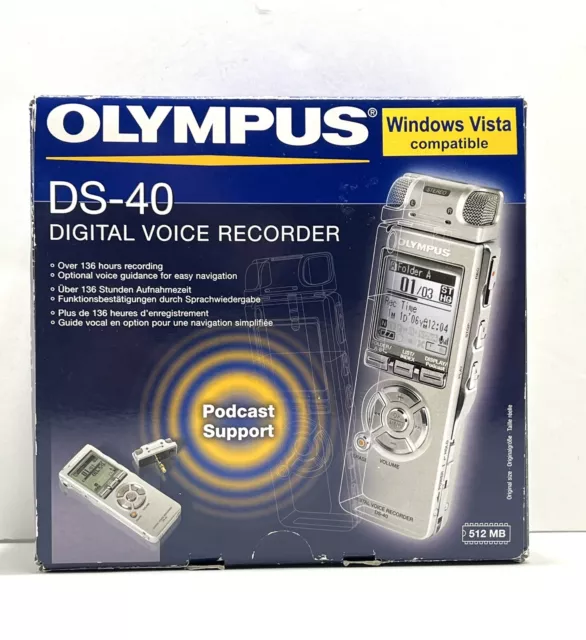Olympus DS-40 (512 MB) Handheld Digital Voice Memo Recorder in Box - Tested!