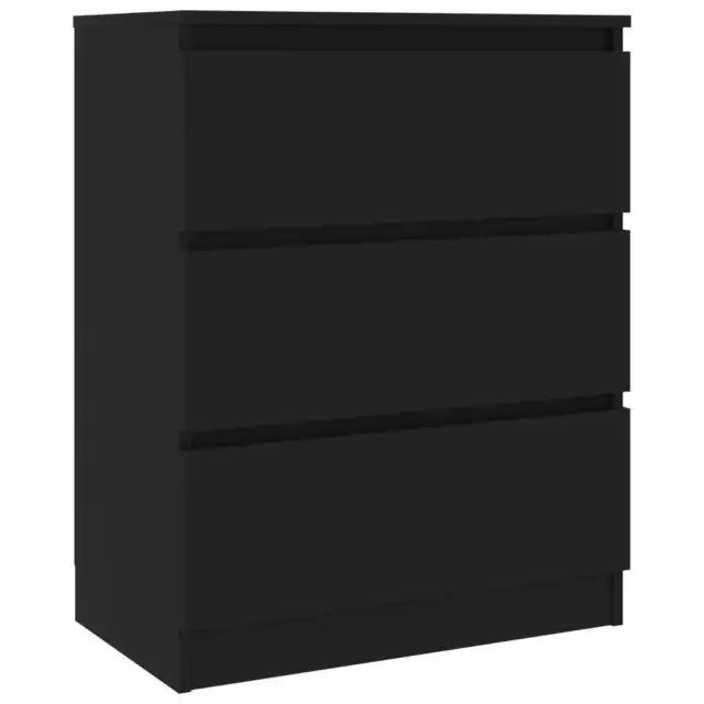 AX Credenza Cassetti Nero 60x35x76cm Armadietto Madia Soggiorno Libri New 801383