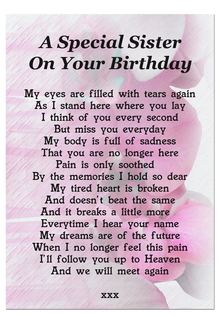 SISTER ON YOUR Birthday Memorial Graveside Poem Card With Free Ground sister-on-your-birthday-memorial-graveside-poem-card-with-free-ground