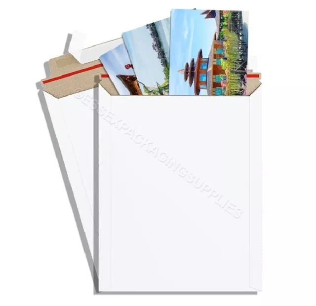 All Board White Postal Envelopes - Peel & Seal All Sizes Card Heavy Duty Mailer