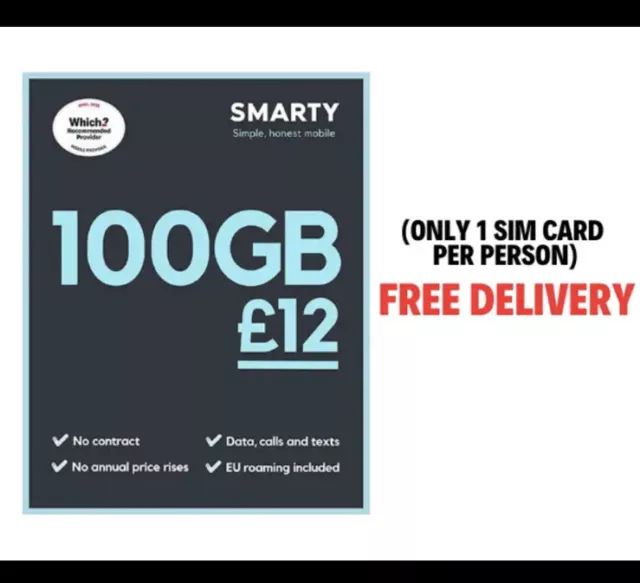 SIM CARD SMARTY PAYG Nano/Micro/Standard TRIO SIM CARD Pay As You Go. 3G 4G 5G