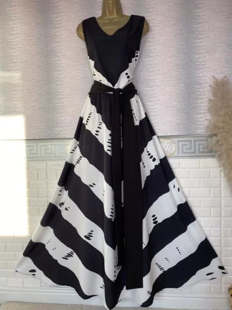 BNWT EZCLOZET “DIANE” BLACK/WHITE FULL/MAXI Occasions/HOLIDAY DRESS SIZE 20-22 3