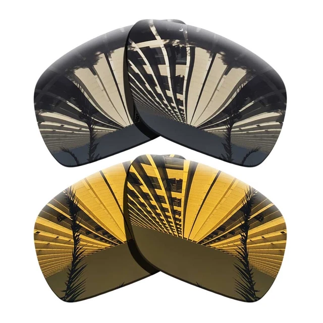 2 Pairs Polarized Replacement Lenses For-Oakley Dispatch 1-Black+Copper Gold