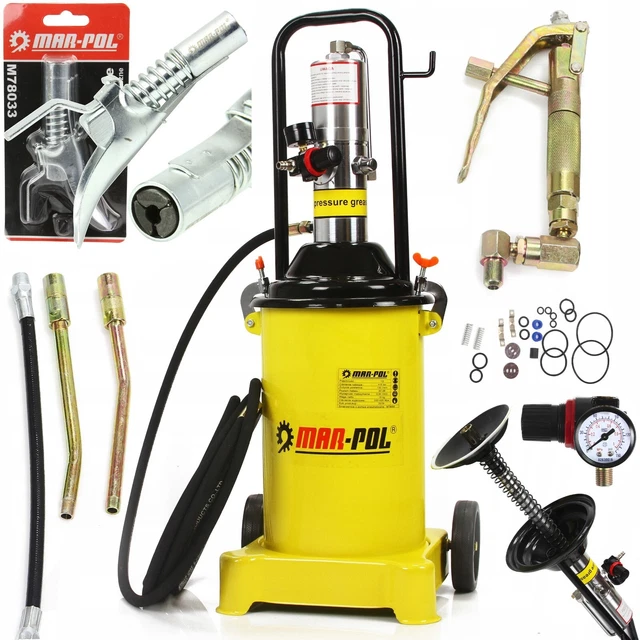 Pompe à Graisse Pneumatique 400cc - AUTOBEST, Pression 6 Bar, Avec Flexible Inclus