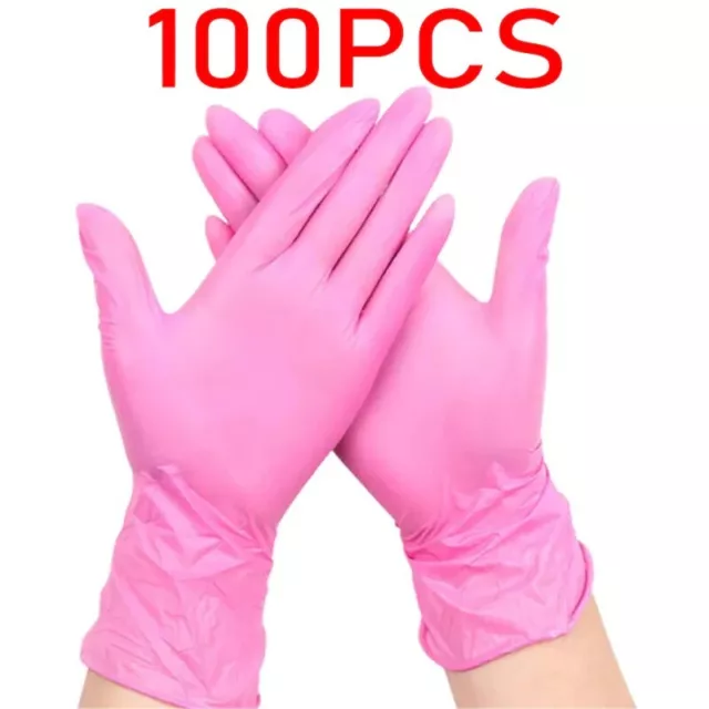 100PCS Disposable Pink Nitrile Gloves Woman Kitchen Dish Washing Multi Purpose