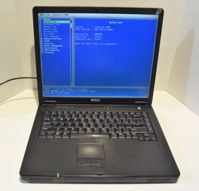 Dell Inspiron 2200 15" Notebook (Intel Celeron M 1.50GHz 512MB NO HDD) Works!