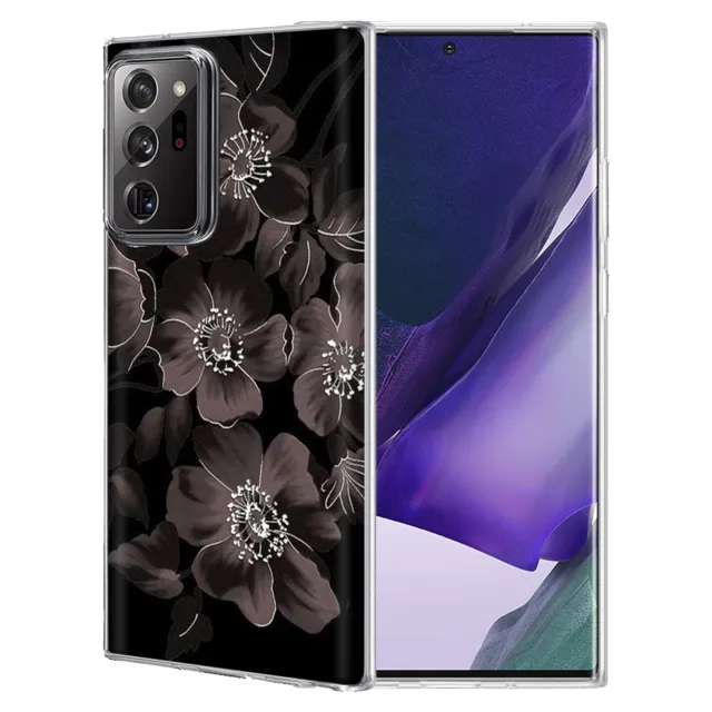 Slim Cover Case for Samsung Galaxy Note 20 Ultra 5G, Black Flowers