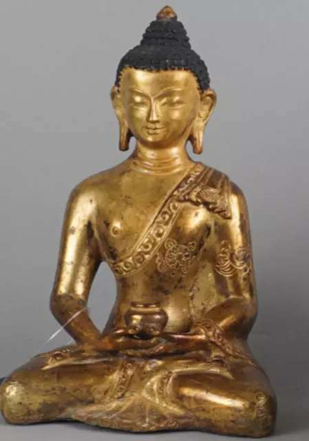 Chinese Antique Qing Dynasty Gilt Bronze Medicine Buddha china