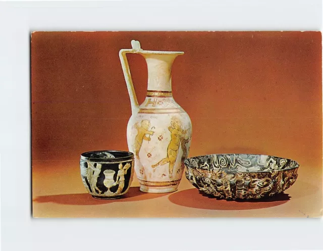 Postcard Roman Glass Cameo Glass Cup Daphne Vase Mosaic Bowl Corning Museum NY