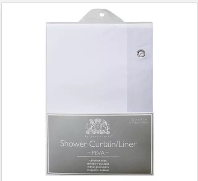 Excell Home Fashions Eco-soft Shower Curtain Liner, White, 70 X 71-in.