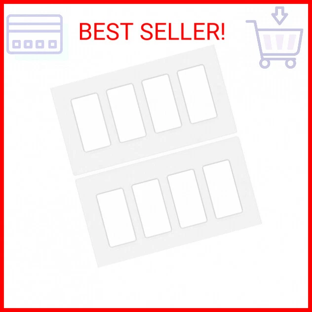 [2 Pack] 4-Gang Decora Screwless Wall Plate, Decorator Outlet Plate Cover for Li