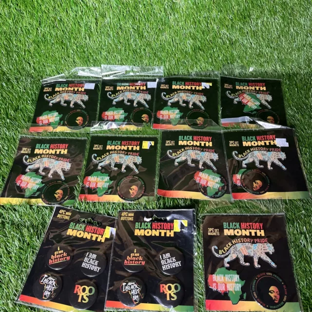 Large Lot Of Black History Month Magnets And Mini Buttons