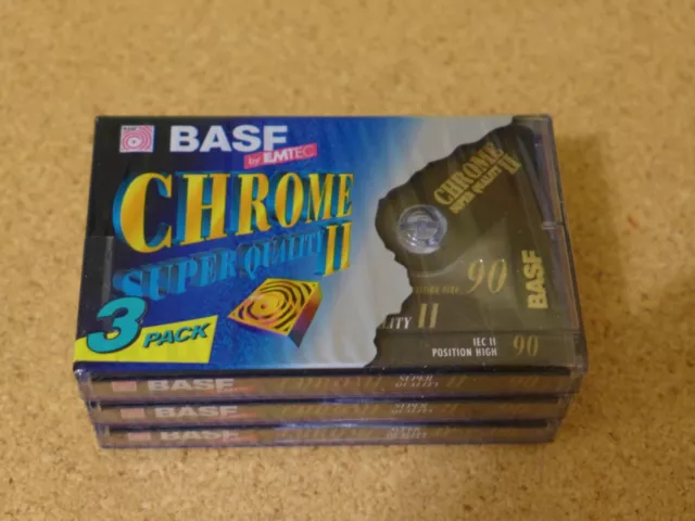 BASF EMTEC Chrome Super Quality 90 Kompakt-Audio-Kassette 3 Stück Neu