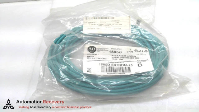 Allen Bradley 1585D-E4Tbdm-15 Series B, Ethernet Media Patchcord, New #295681