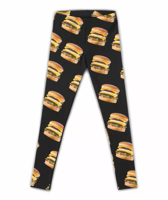 In N Out Burger Leggings Pants Poly Spandex Hamburgers New Size L INO