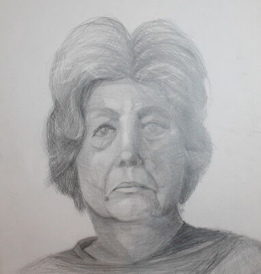VINTAGE PENCIL DRAWING Old Female Portrait Realism $80.00 - PicClick