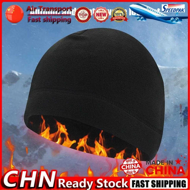 Winter Cycling Hat Fleece Warm Windproof Women Men Outdoor Ski Caps (Black) Fr