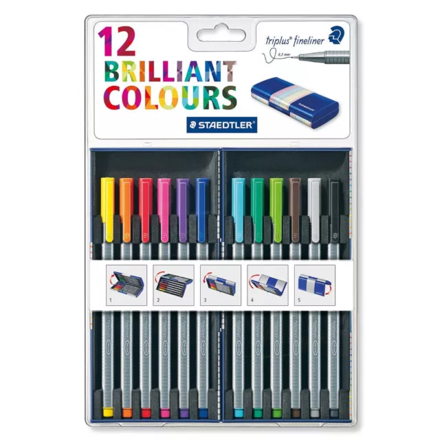 Staedtler Triplus Fineliner Pens - Metal Gift Tin of 50 Brilliant Colours  0.3mm