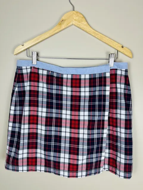 Tommy Hilfiger Mini SKORT Skirt Women 12 Madras Plaid Cotton Black Red White
