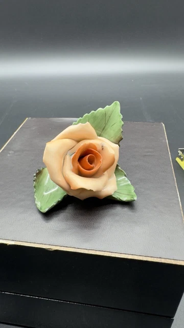 HEREND HUNGARY 透かし編み花柄プレート24cm稀少 HEREND, HUNGARY, 9106 Hand Painted Peach Rose Leaf Place Card