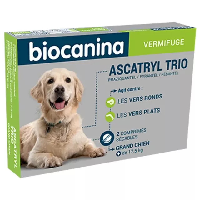 Vermifuge Biocanina Ascatryl Trio Chien Grand Boite De 2 Comprises + 17,5 Kg