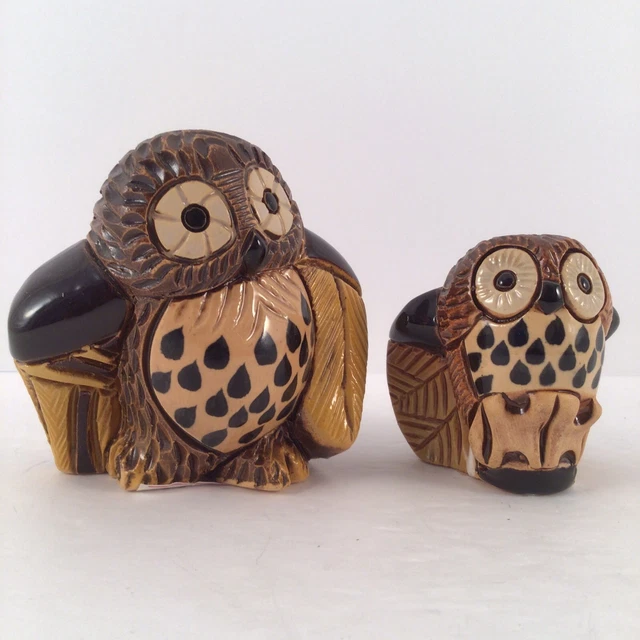 Artesania Rinconada #13 #14 Golden Owl Vintage Retired Lot Of 2 Adult And Baby Artesania Rinconada #13 #14 Golden Owl Vintage Retired Lot Of 2 Adult And Baby