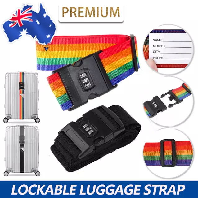 Luggage Strap Lock Code Password Travel Suitcase Secure Safe Nylon Packing Belt