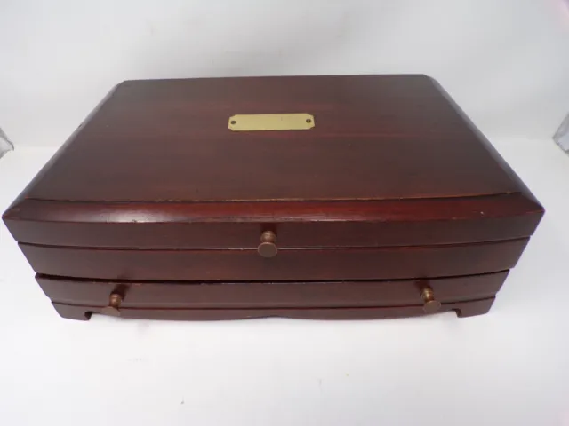 Vintage Eureka Reed Barton wood jewelry box chest w drawer USA 654