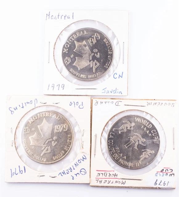1979 Montreal Quebec Private Trade Tokens Or Souvenir Coins World Cup II 3pc