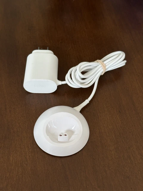 ⭐ BRAUN CHARGER FOR SHAVER AC POWER SUPPLY 492-5214 12V 400mA + Stand White ⭐