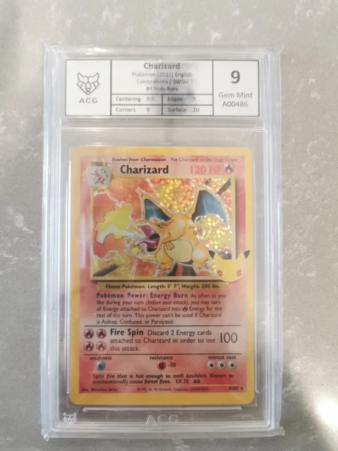 Charizard Celebrations 25th Pokemon Holo 4/102 GEM MINT 9 Pokémon TCG Rare