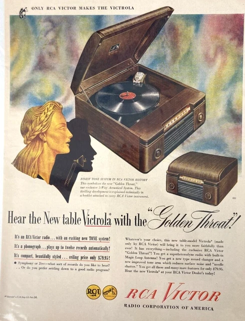 Vintage RCA VICTOR Table Victrola Golden Throat  1946 Magazine Print Ad BG89