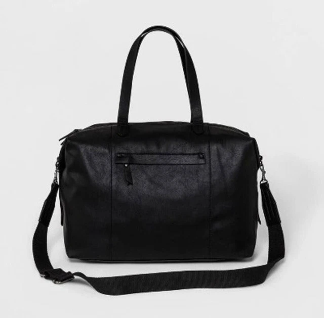 Universal Thread Women's Faux Leather Weekend Carry On Luggage Bag, Black