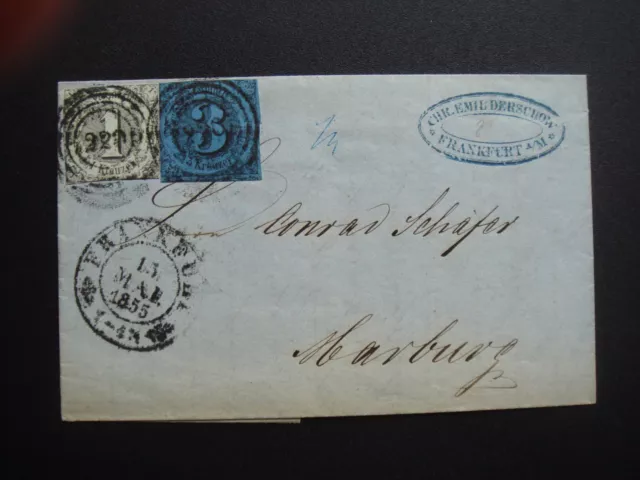 Thurn & Taxis German State 1855 letter Franked Scott42/44(Southern District)