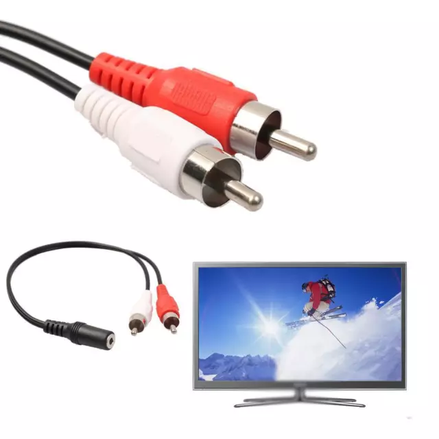 3.5mm1/8" Stereo Female to 2 Male RCA Jack Adapter Audio AUX Splitt Y N1A0