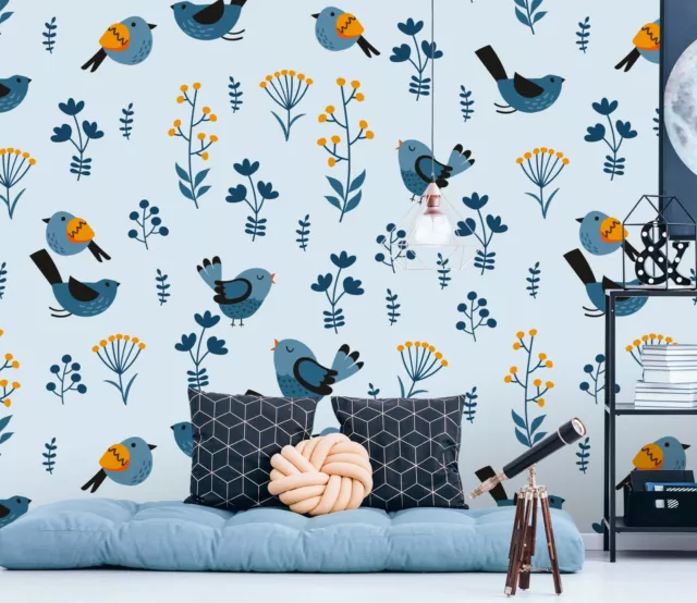 3D Blue Bird G1796 Wallpaper Mural Self-adhesive Removable Sticker Joy