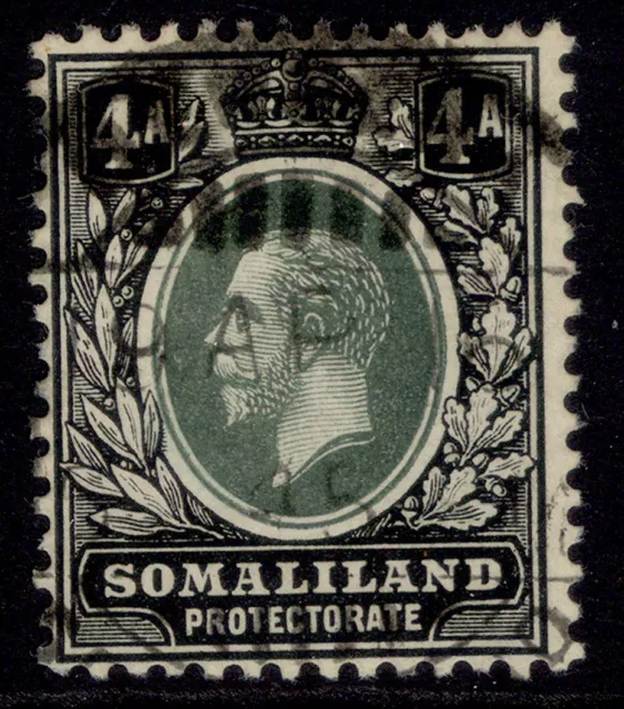 SOMALILAND PROTECTORATE GV SG78, 4a green & black, FINE USED. Cat £18.