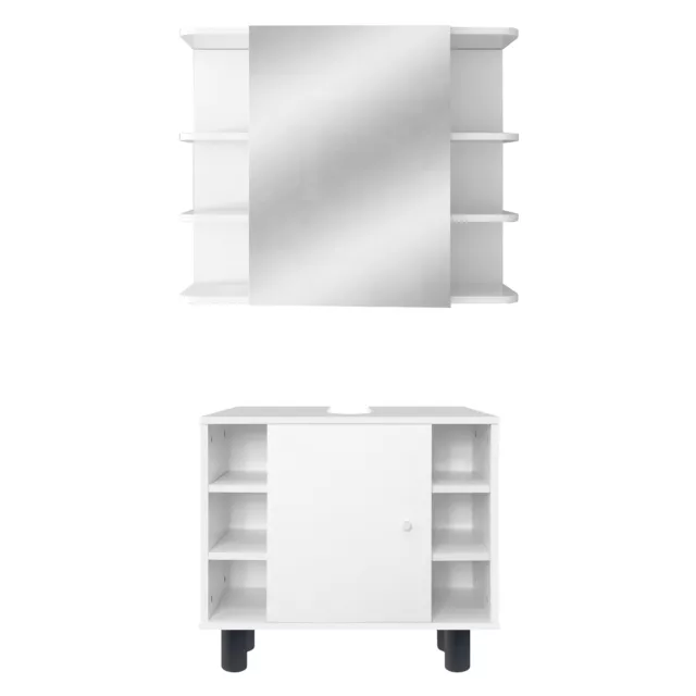 Ensemble de 2 meubles de salle de bain set armoire de lavabo et mirroir en MDF