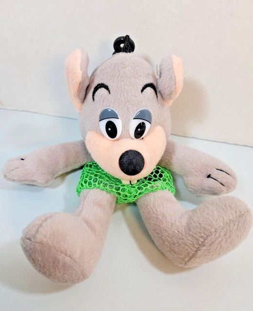 Chuck E. Cheese Plush Clip On Key Ring Green Mesh Token Holder, 2011