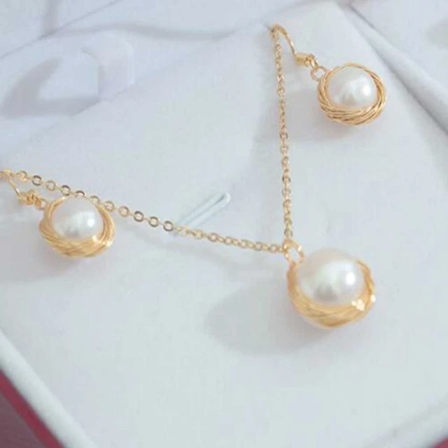 Natural Baroque freshwater pearls Earrings pendant Set Healing Craft Charm
