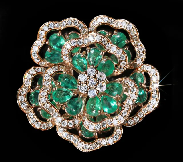 4.23Ct Emerald Natural Diamond 14K Rose Gold Ring RWG312R-14-7-21