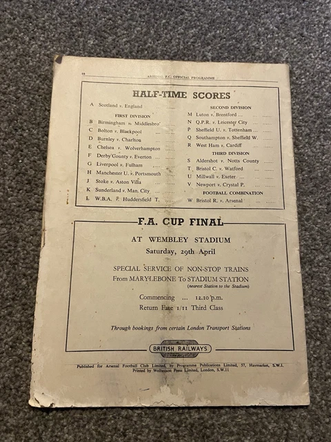 3 X ARSENAL Programmes (49/50, 55/56, 56/57) £3.30 - PicClick UK